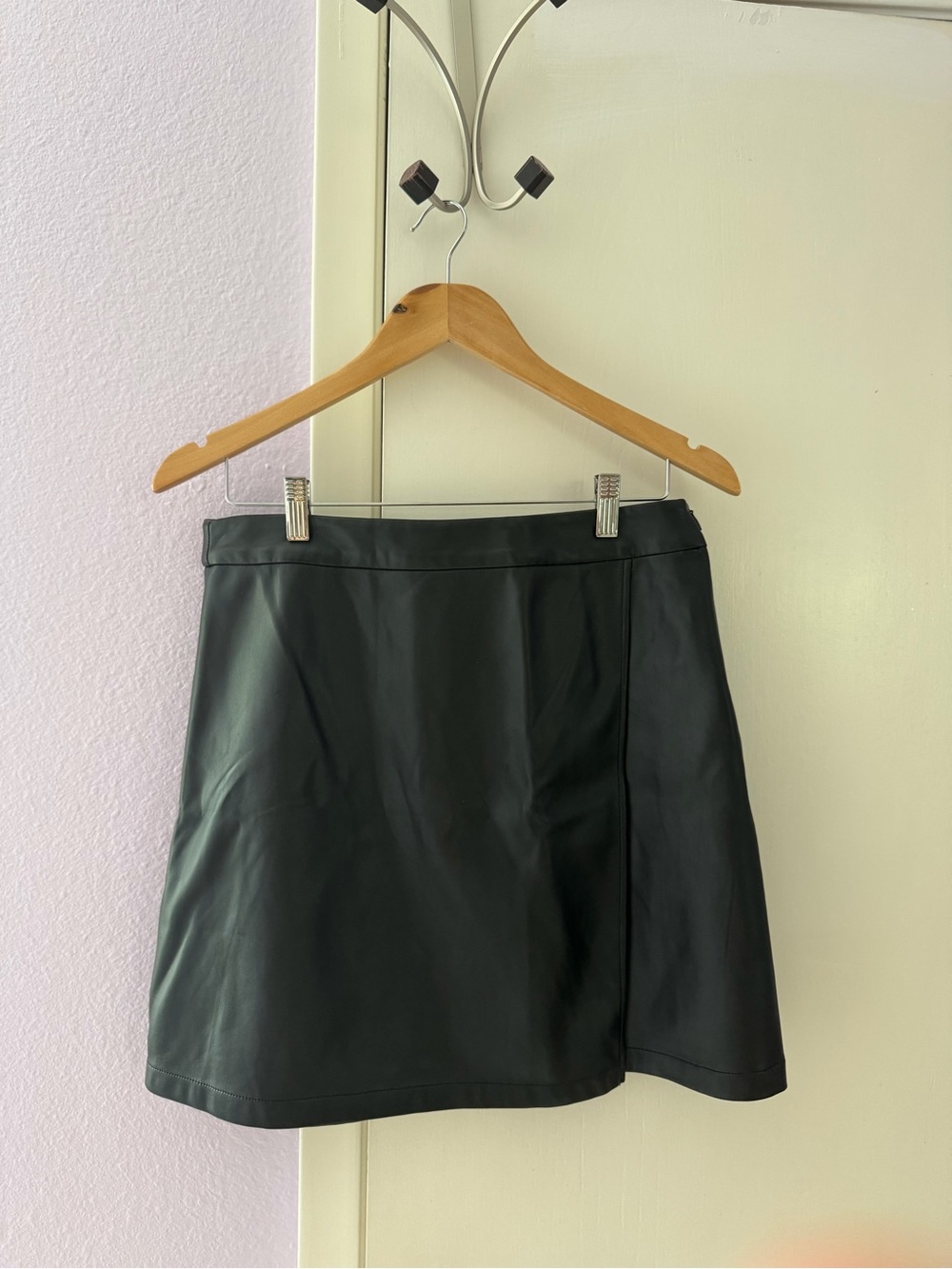 Black PU Leather A-Line Mini Skirt